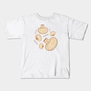 Hand Drawn Champignon Mushroom Pattern Fungi Kids T-Shirt